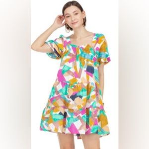 Joy Joy Puff Sleeve Tiered Dress